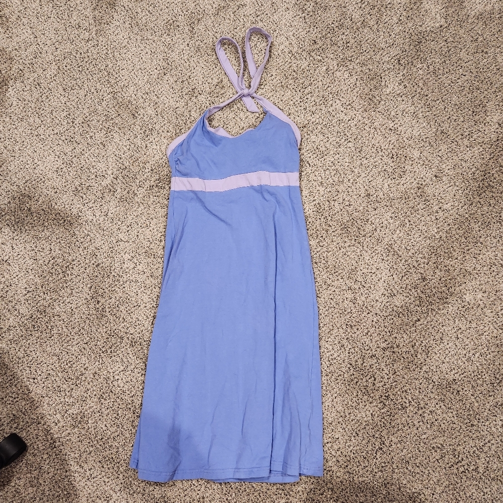 Patagonia Periwinkle Blue Lavender Athletic Outdoor Midi Halter Dress